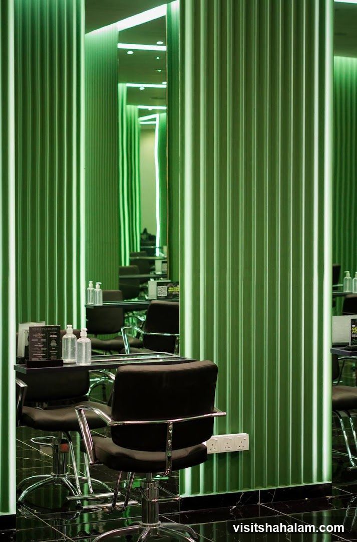 Salon Interior with Green Lighting