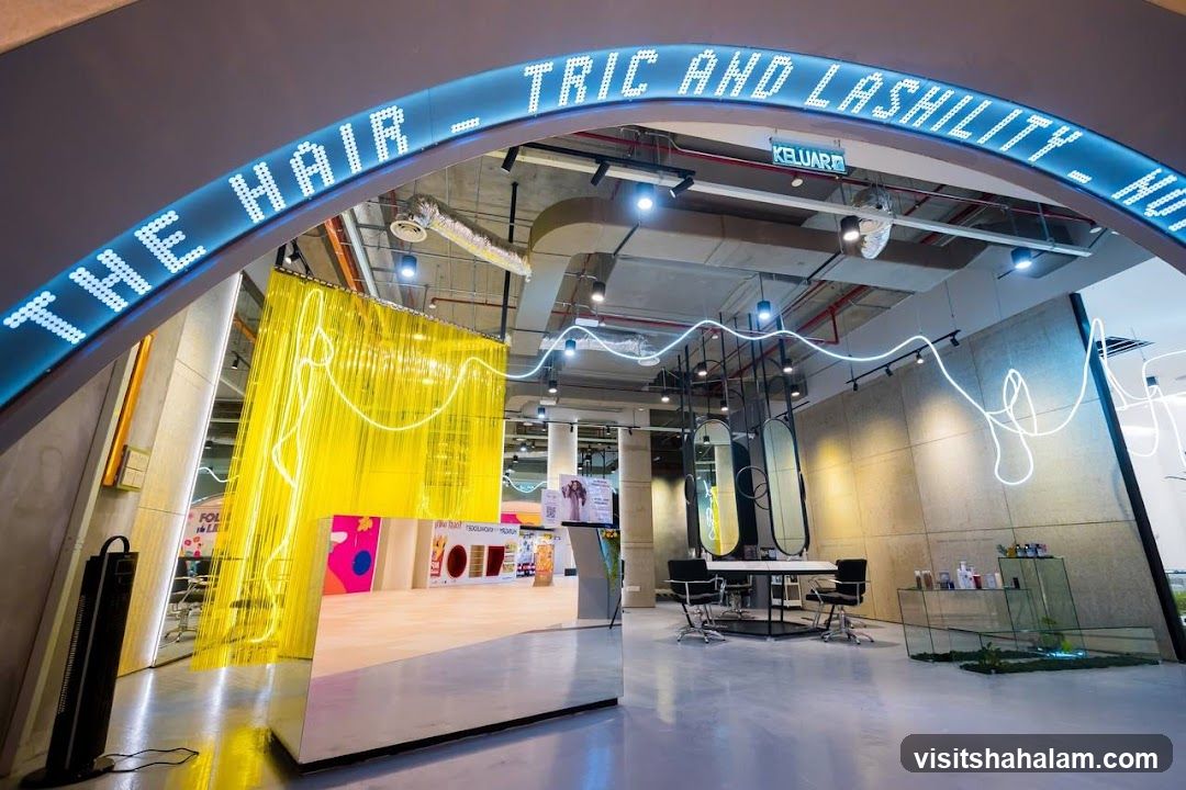 Modern Salon Interior with Neon Accents