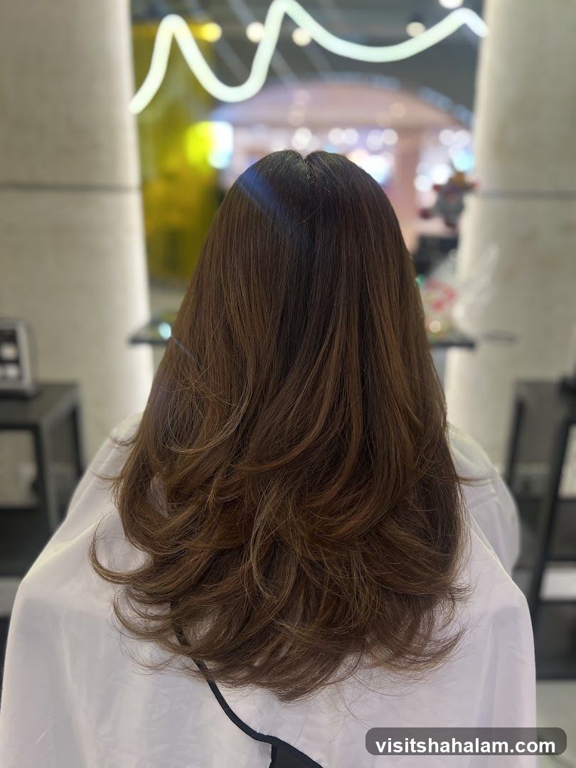 Woman with layered brown hair