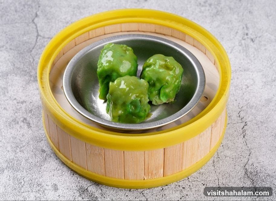 Green Dumplings in Steamer