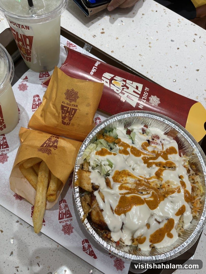 Chicken Shawarma Platter with Fries and Drinks