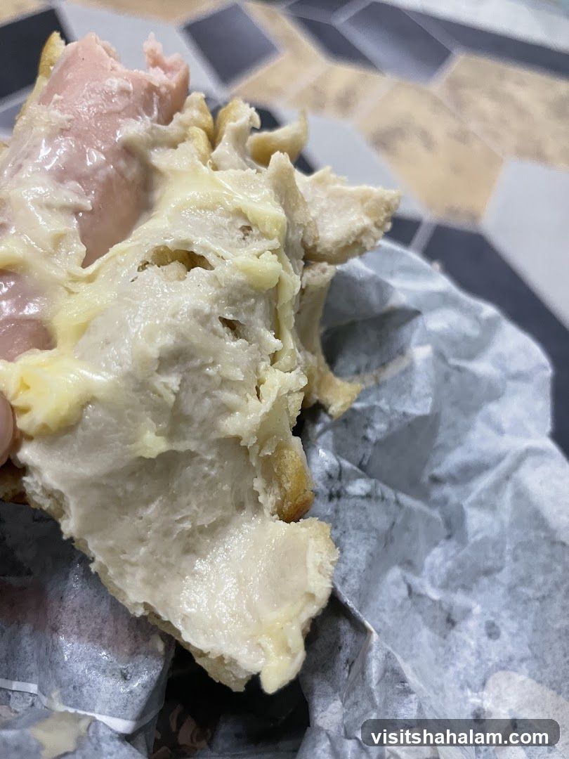 Close-up of a sandwich with creamy filling