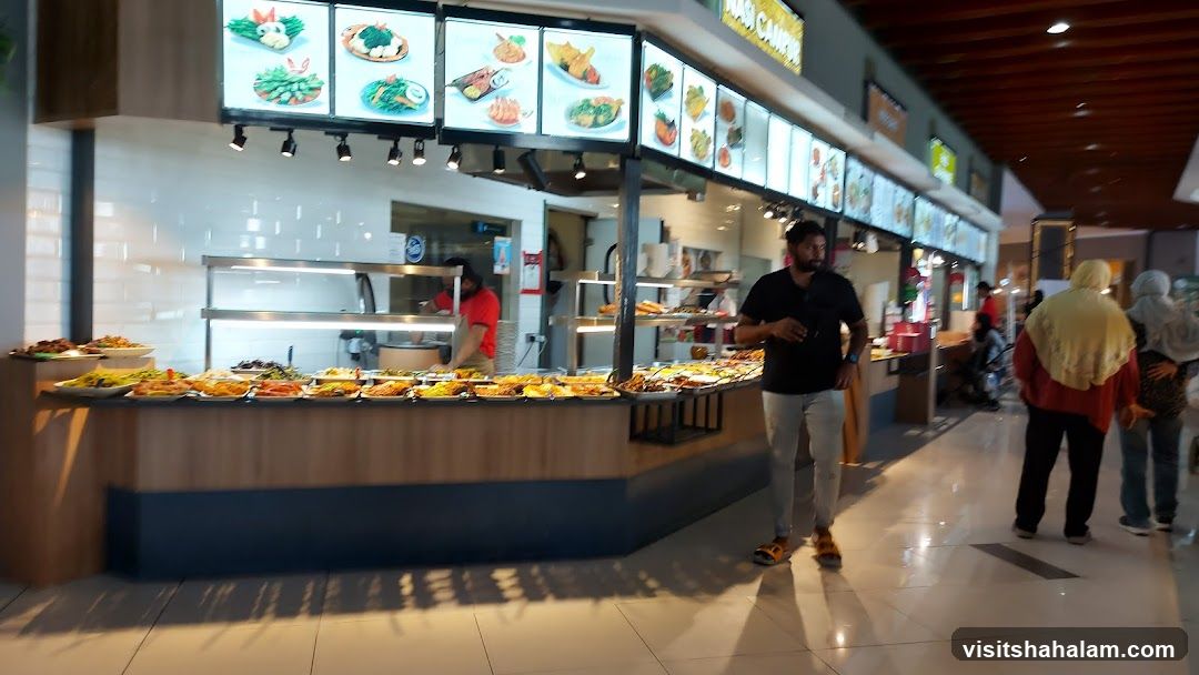 Food court with diverse dishes