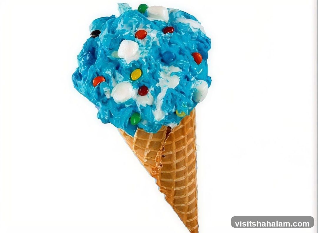 Blue Ice Cream Cone with Candy