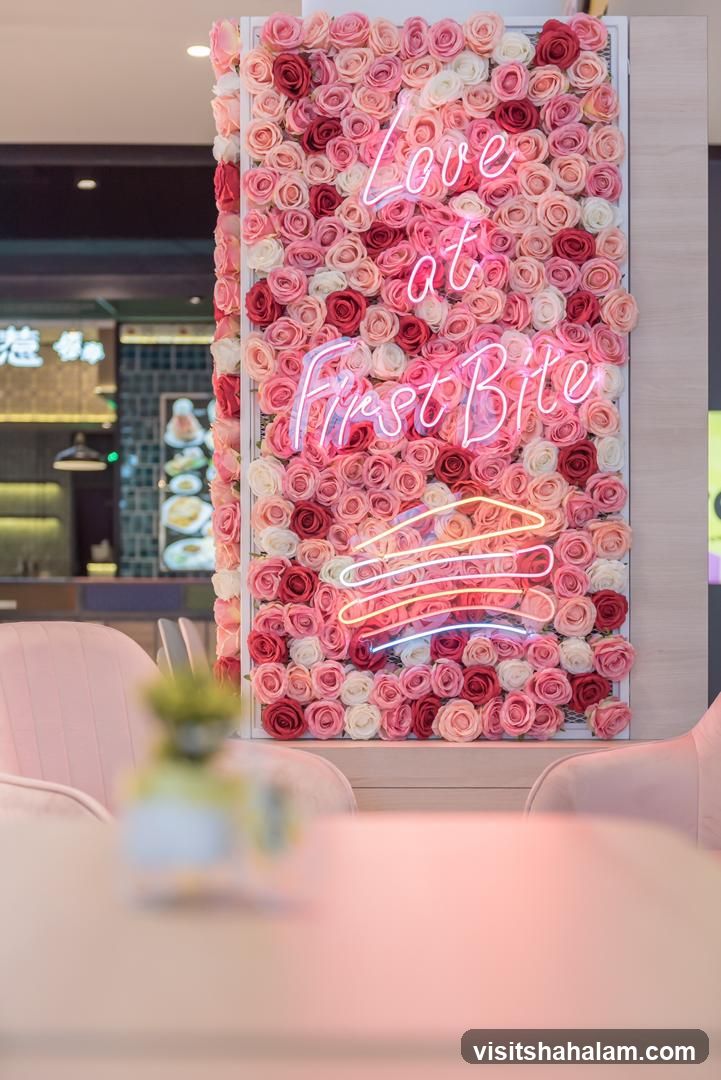 Floral Wall with Neon Sign
