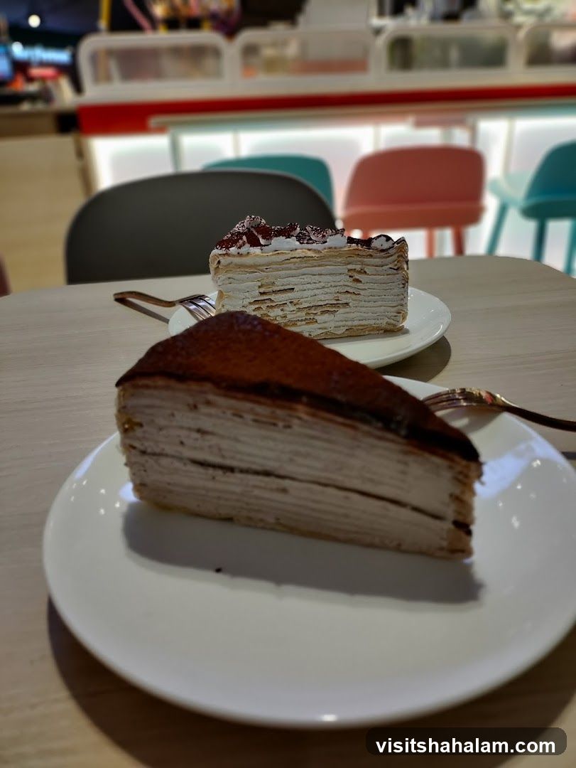 Two Slices of Mille Crepe Cake