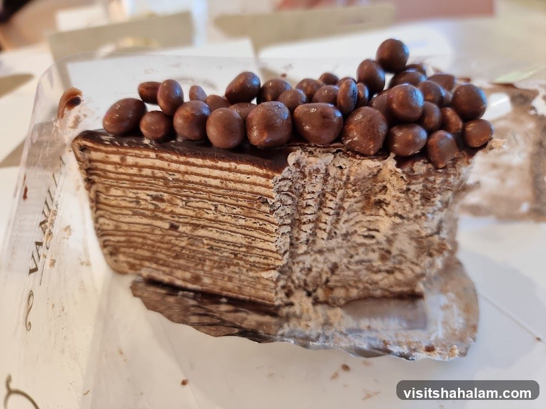 Chocolate Mille Crepe Cake Slice
