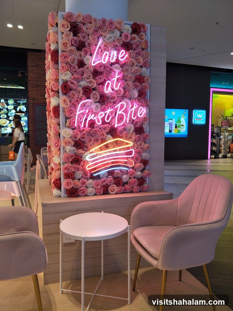 Floral Wall with Neon Sign