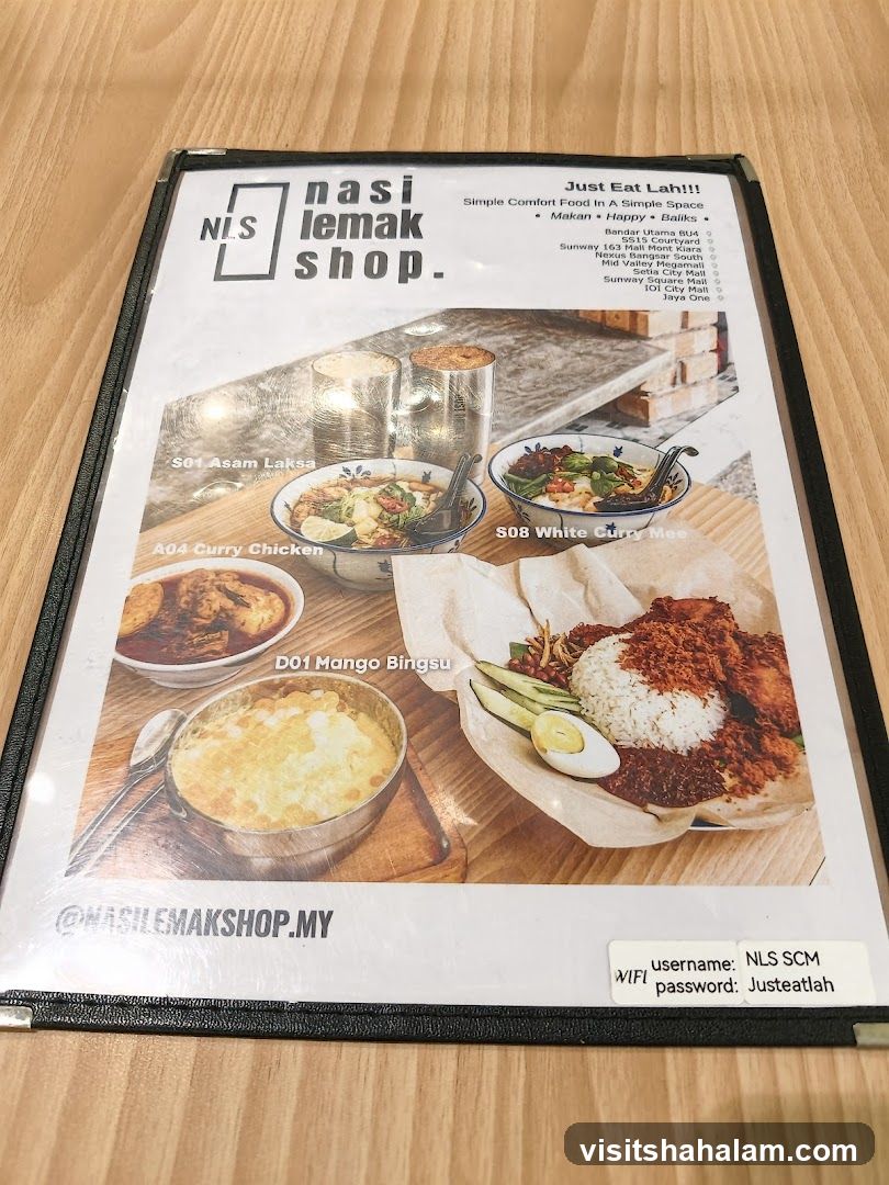 Nasi Lemak Shop Menu