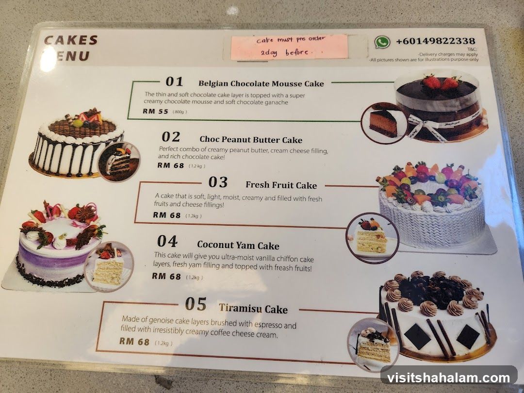 Cakes Menu
