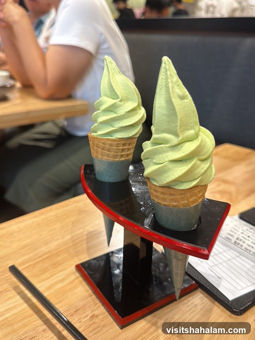 Matcha Soft Serve Ice Cream Cones