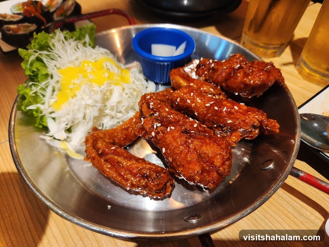 Fried Chicken Wings with Salad