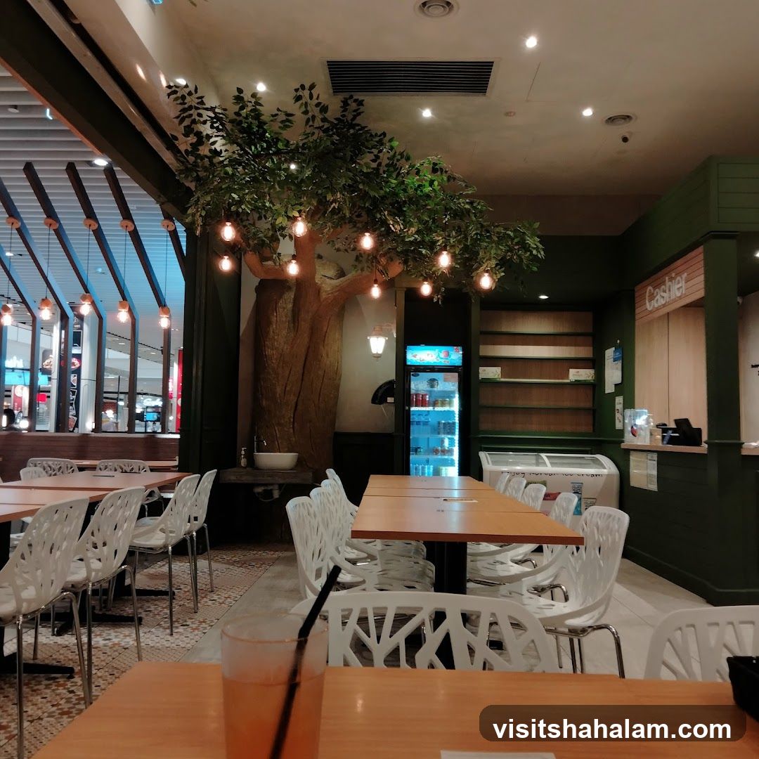 Restaurant Interior with Tree Decor