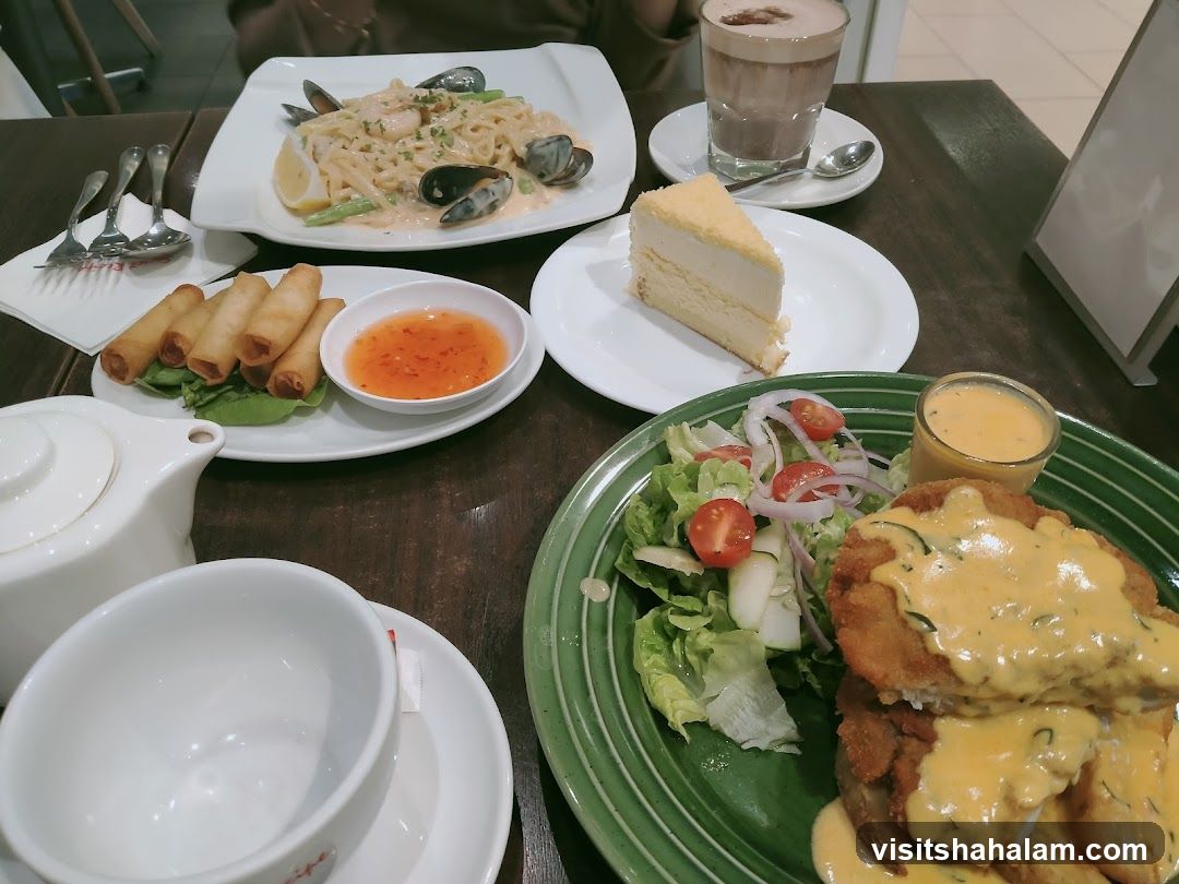 Table with food and drinks