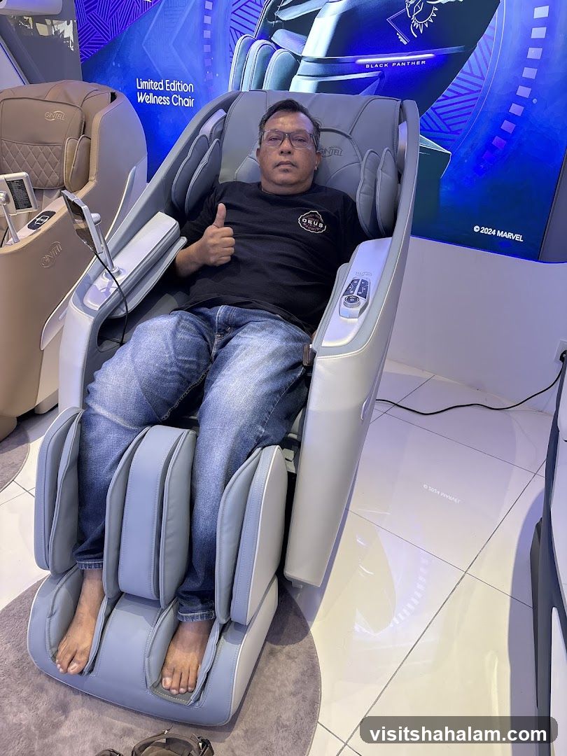 Man testing a massage chair