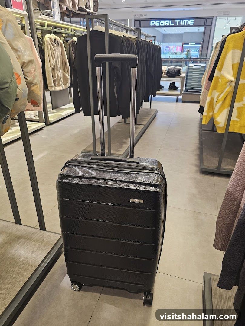 Black Suitcase in Clothing Store