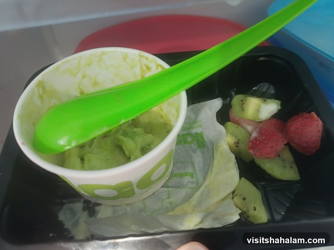 Avocado ice cream with fruit