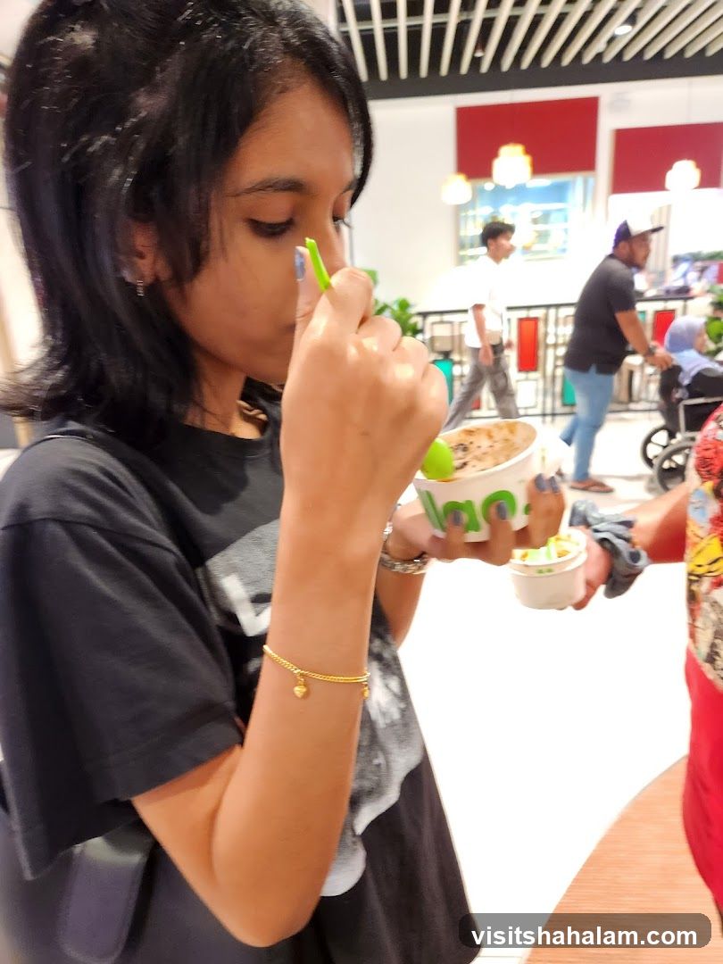 Woman eating ice cream