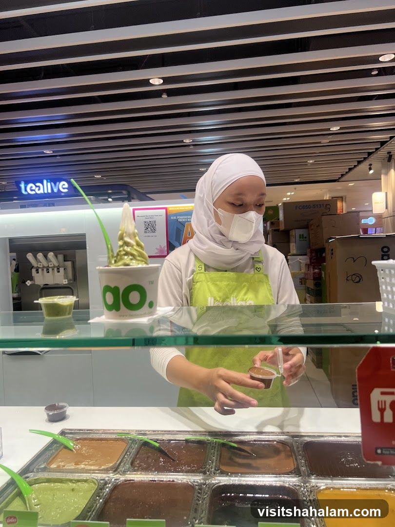 Dessert shop counter