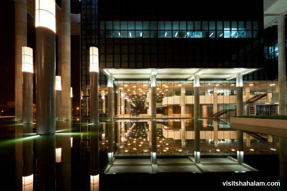Modern Building Entrance at Night