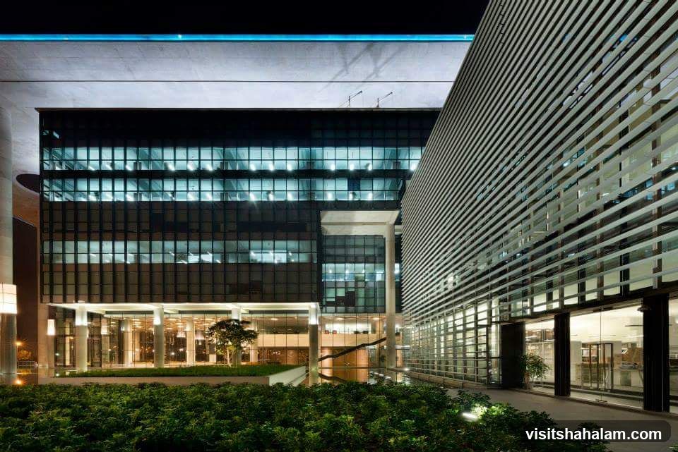 Modern Office Building Exterior at Night