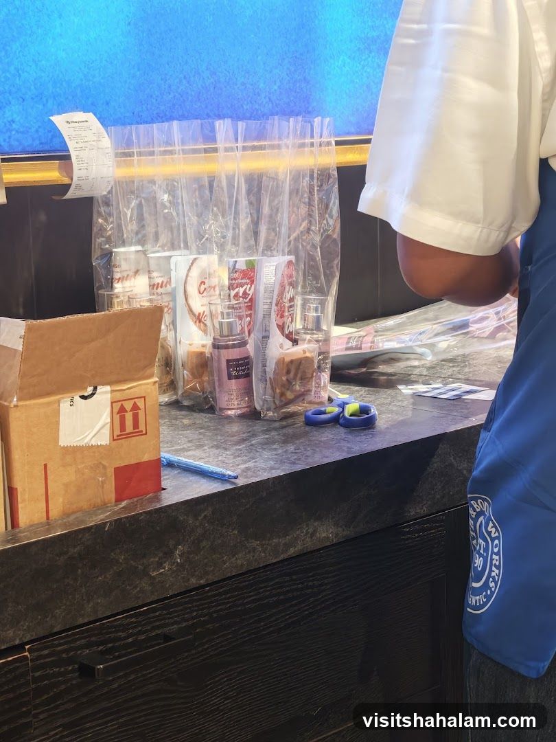 Counter with Products and Receipt