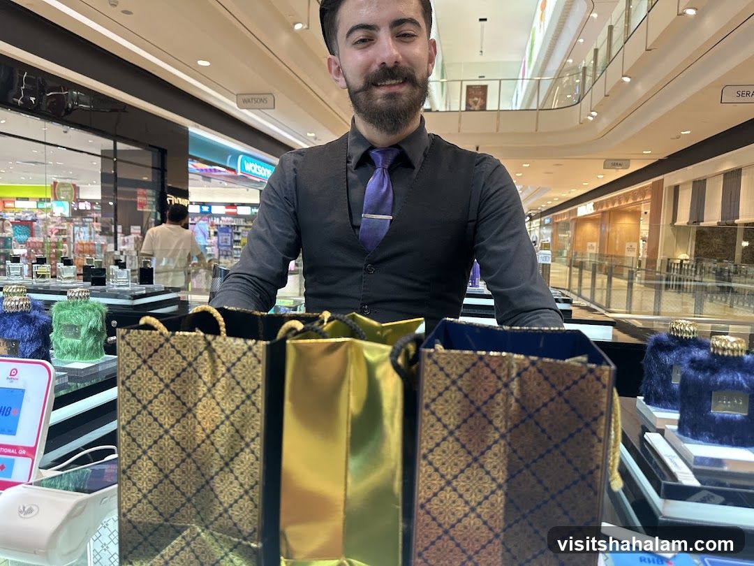 Sales Associate with Perfume Bags