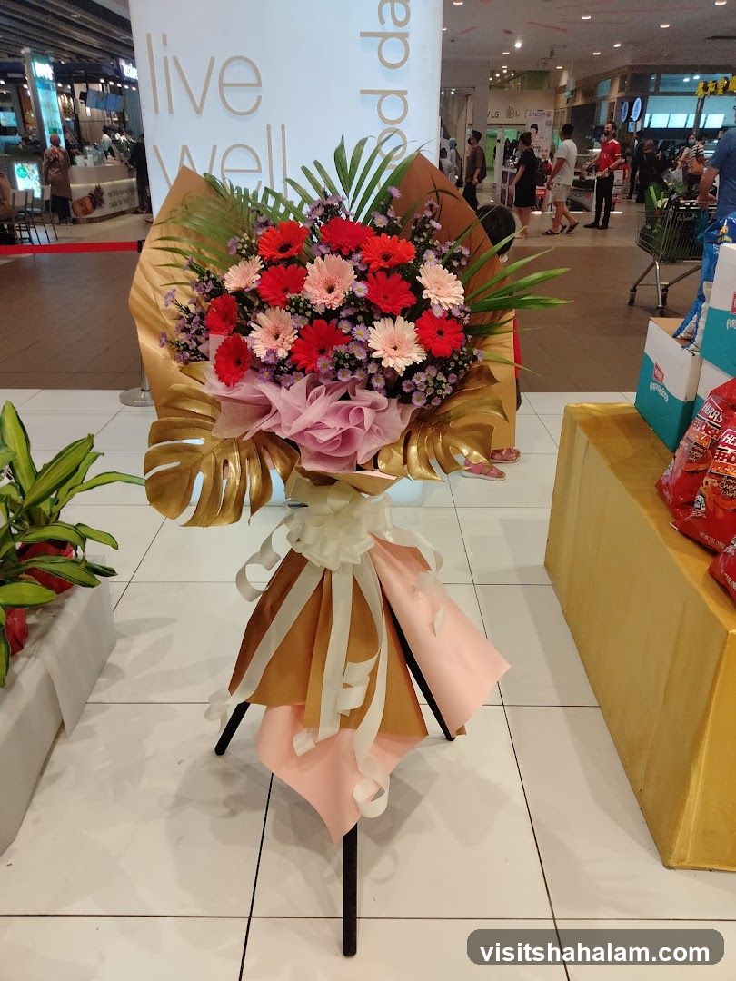 Flower arrangement in a shopping mall