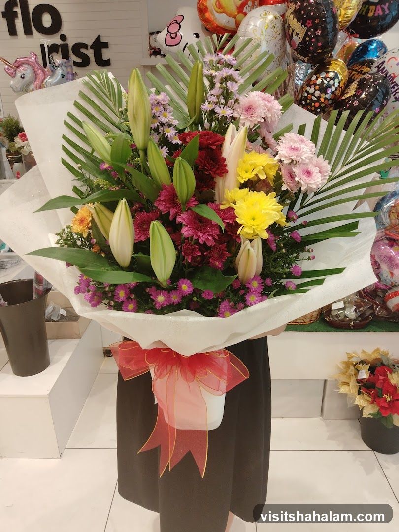 Florist Shop Interior with Flower Arrangement and Balloons