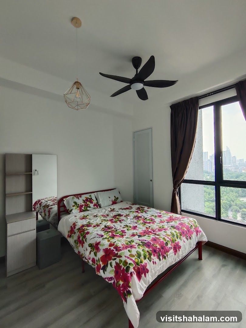 Bedroom with Floral Bedding