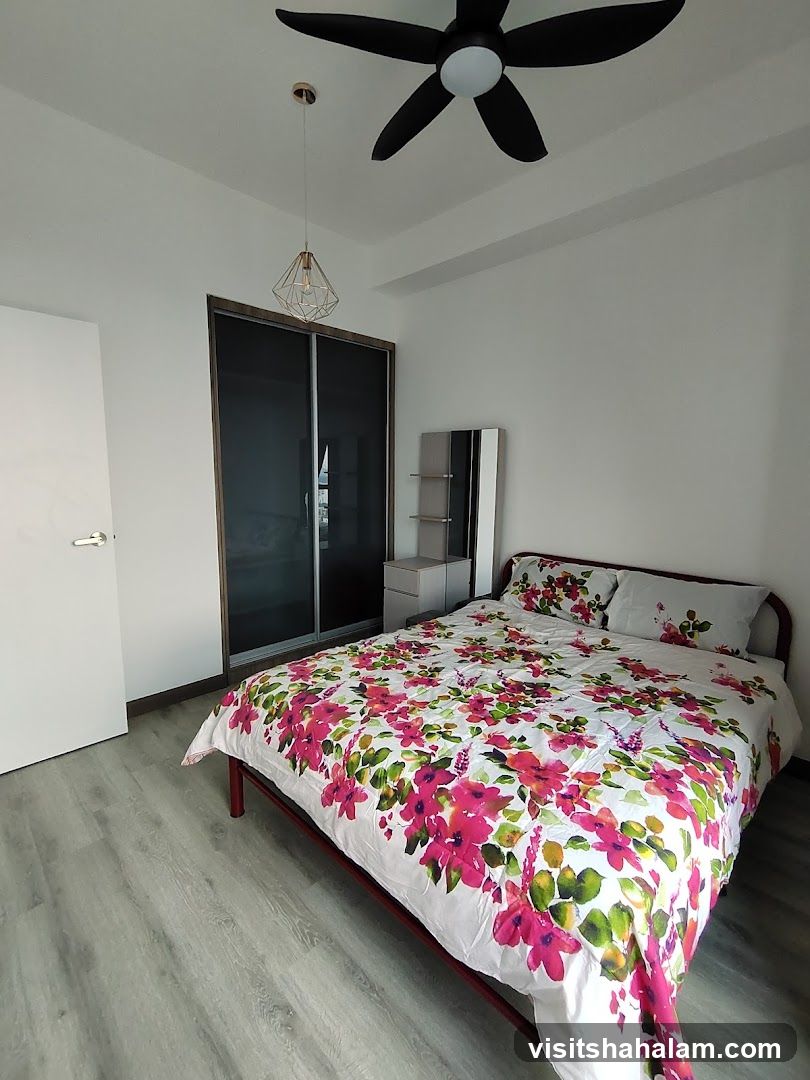 Bedroom with Floral Bedding