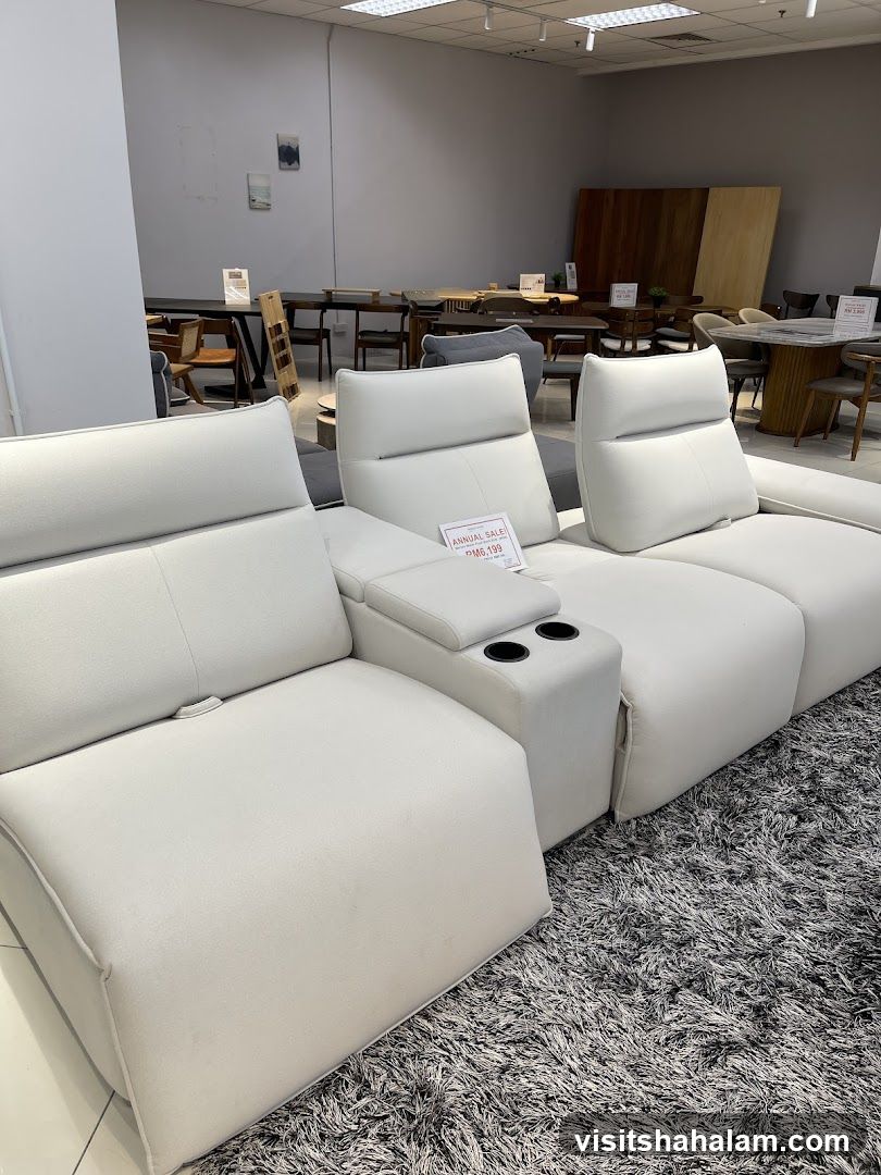 White Sectional Sofa with Cup Holders