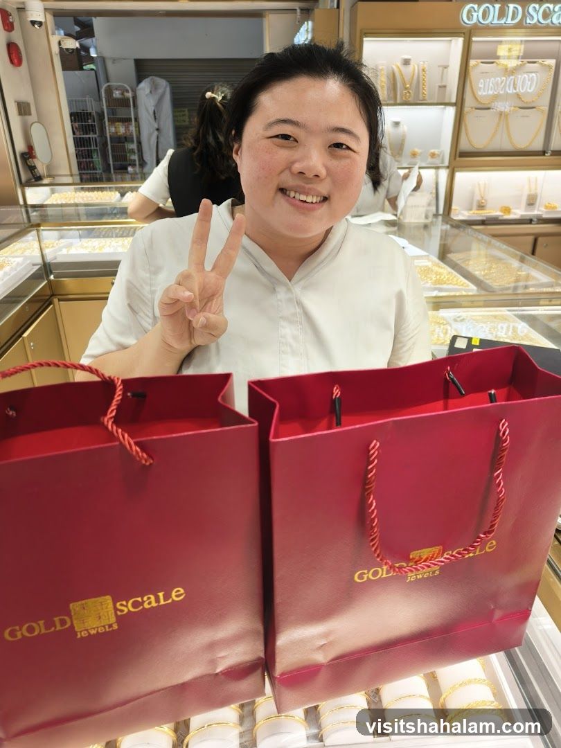 Woman holding shopping bags in a jewelry store