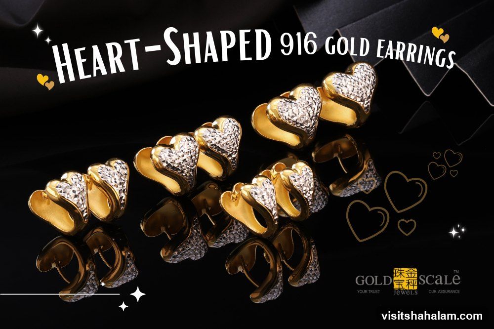 Heart-Shaped 916 Gold Earrings