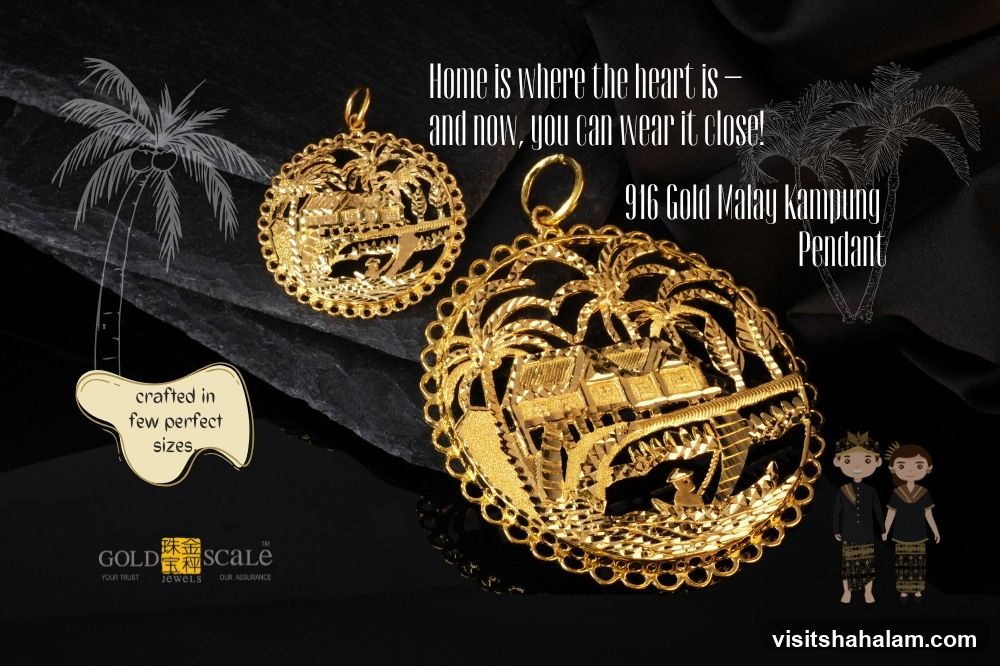 916 Gold Malay Kampung Pendant