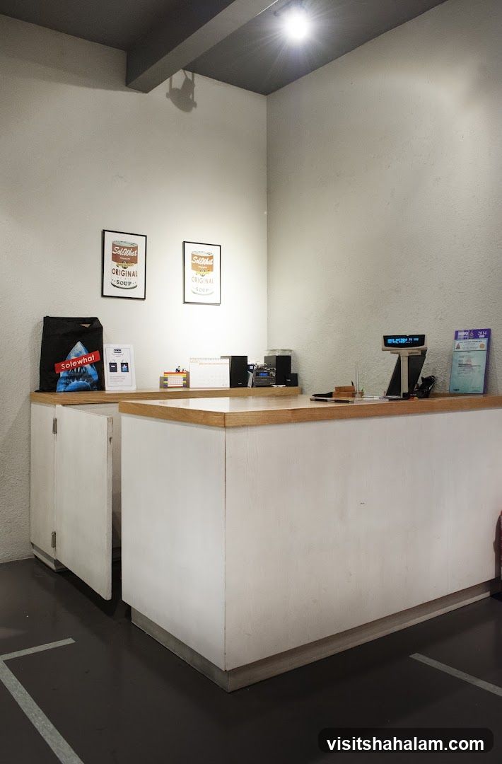 Counter with artwork and merchandise