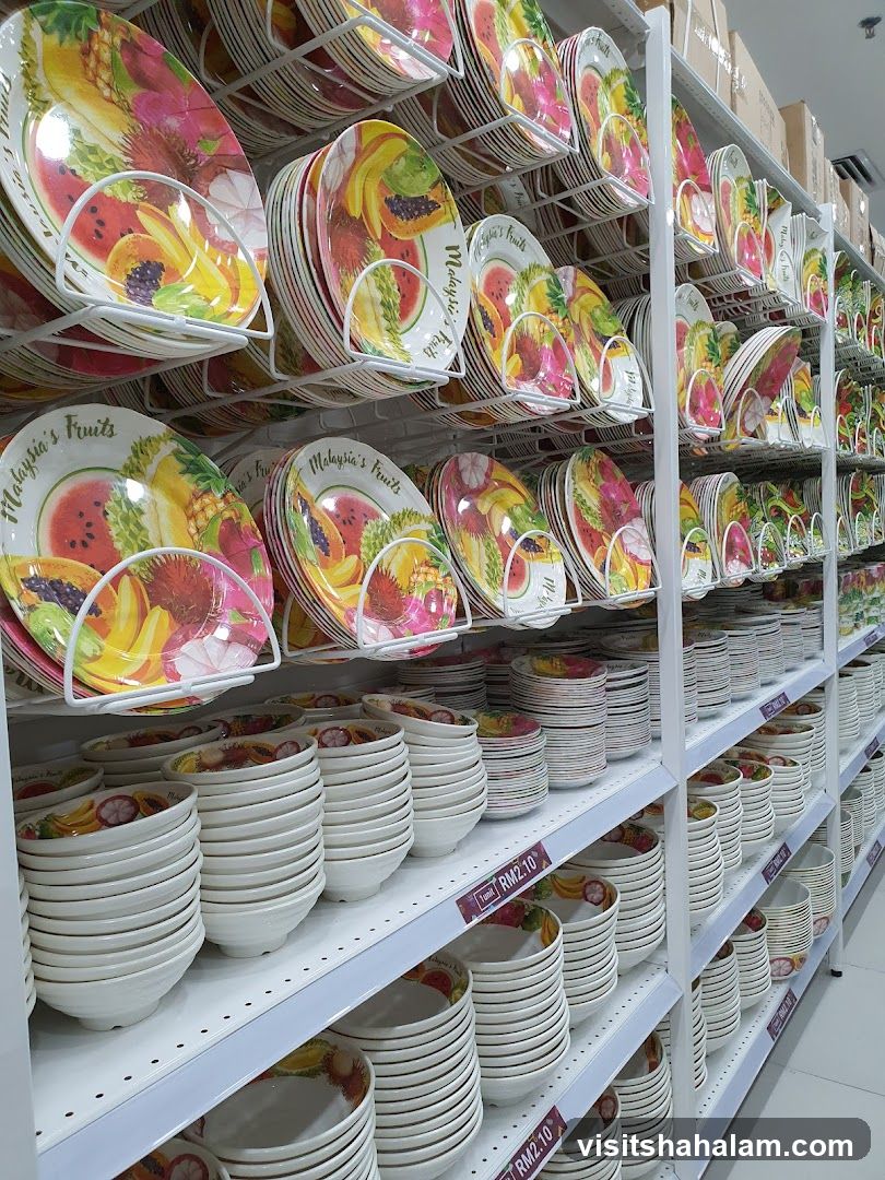 Fruit-themed tableware on display