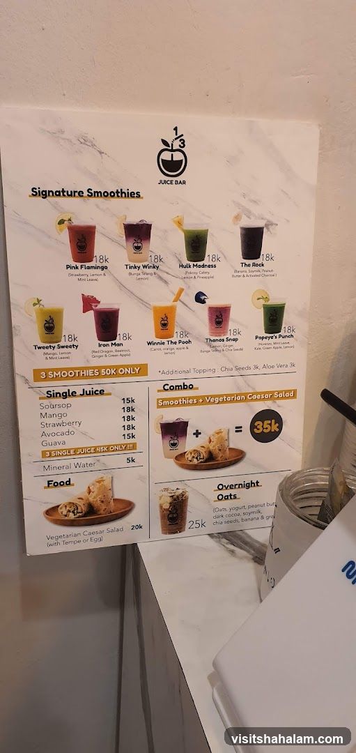 Juice Bar Menu