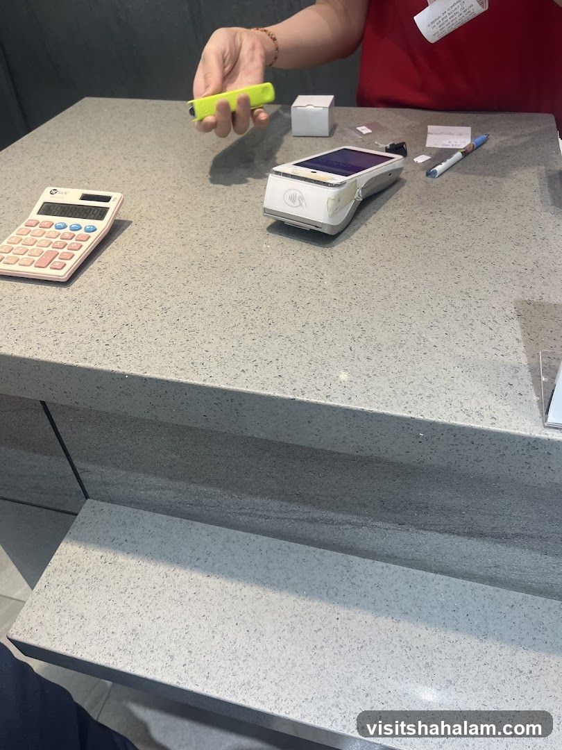 Countertop with Payment Terminal and Calculator