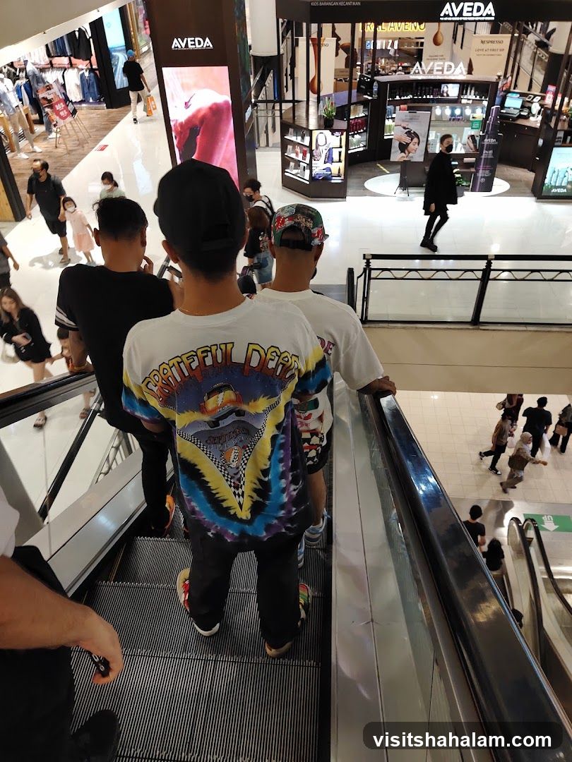 People on Escalator in Mall