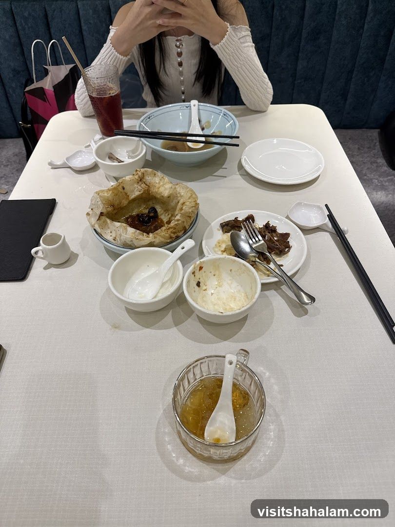 Table with leftover food