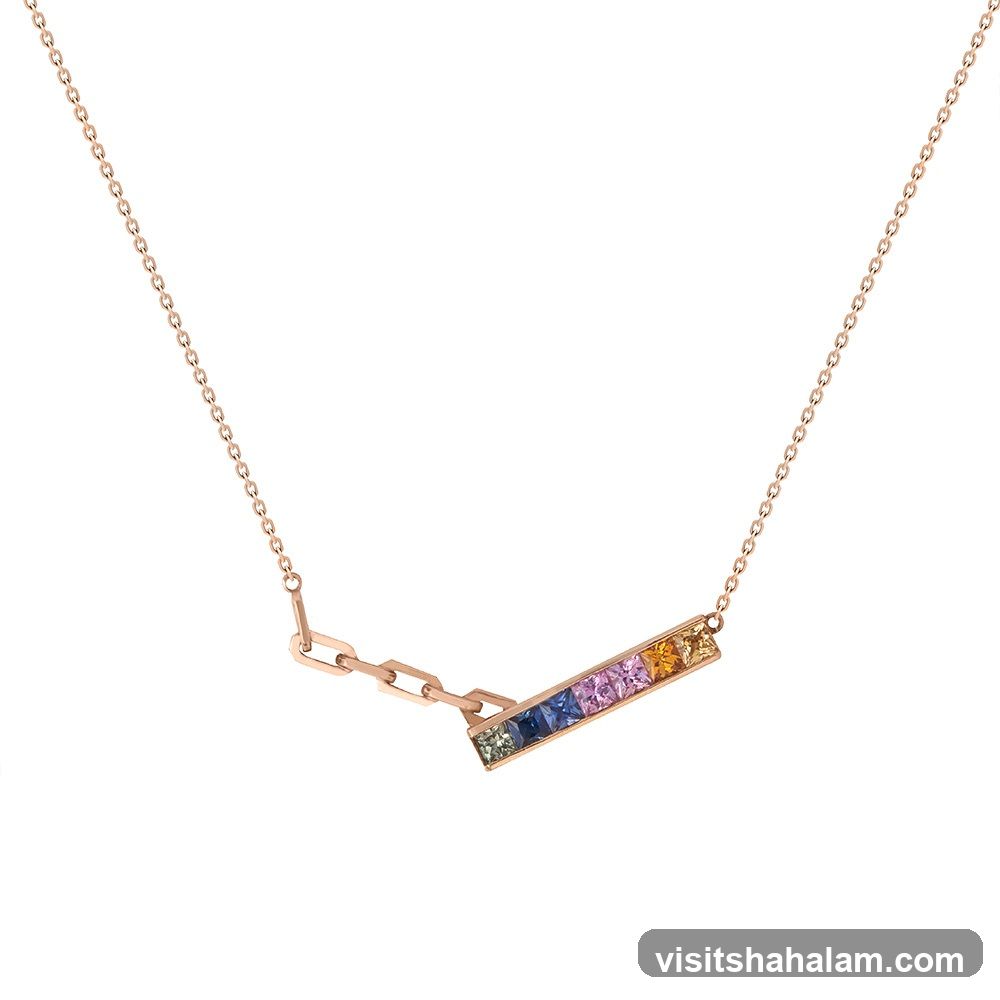 Rainbow Sapphire Bar Necklace