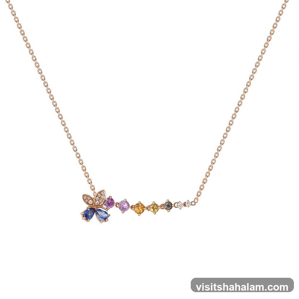 Butterfly necklace with colorful gemstones