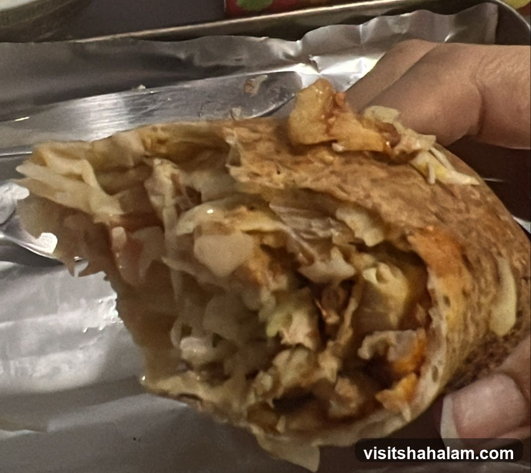 Close-up of a half-eaten wrap