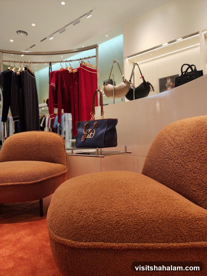 Store Interior with Clothing and Handbags