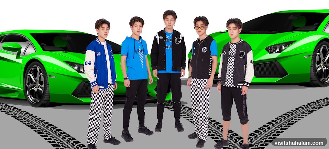 Fashionable young men posing with sports cars