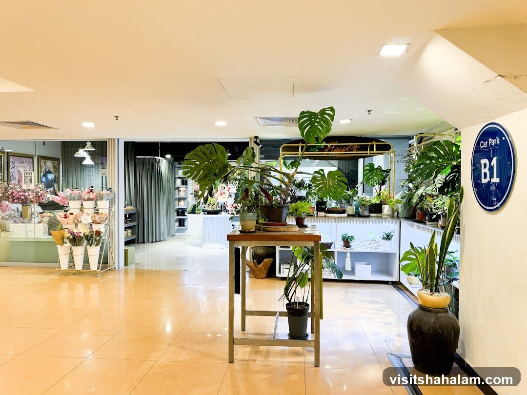 Indoor plant shop with floral display