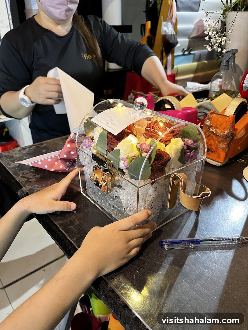 Floral Arrangement in a Clear Box