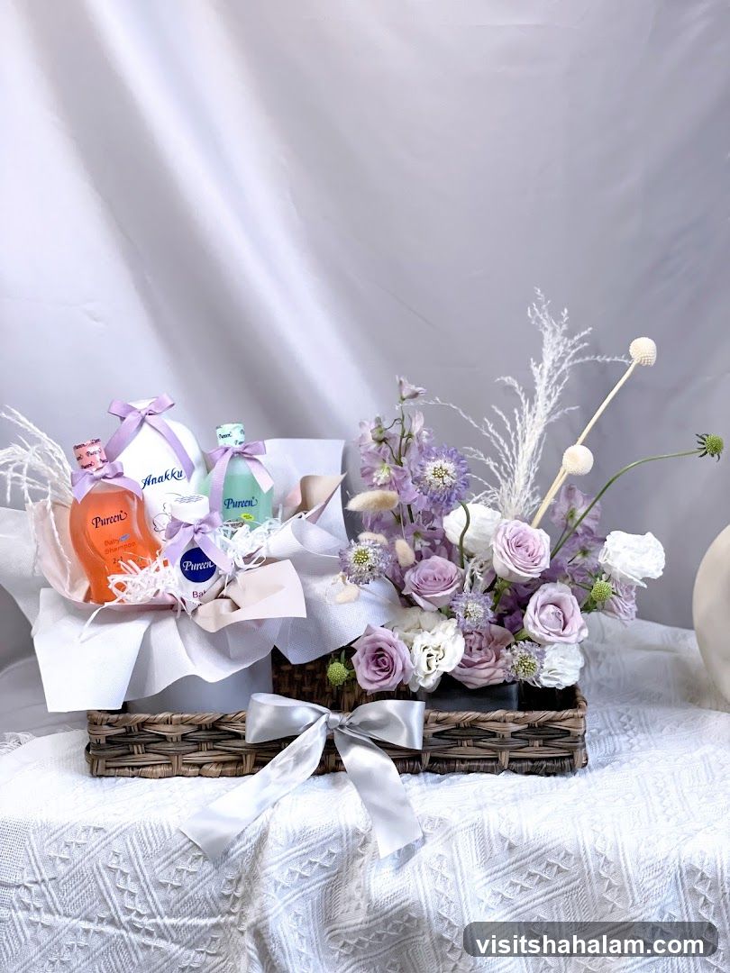 Baby Gift Basket with Flowers