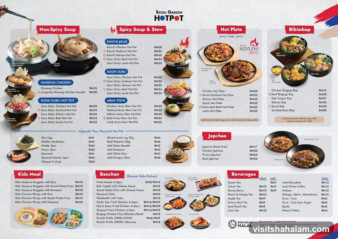 Seoul Garden Hotpot Menu